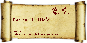 Mekler Ildikó névjegykártya