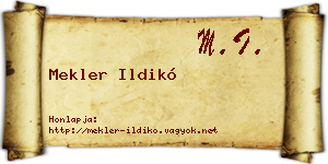 Mekler Ildikó névjegykártya